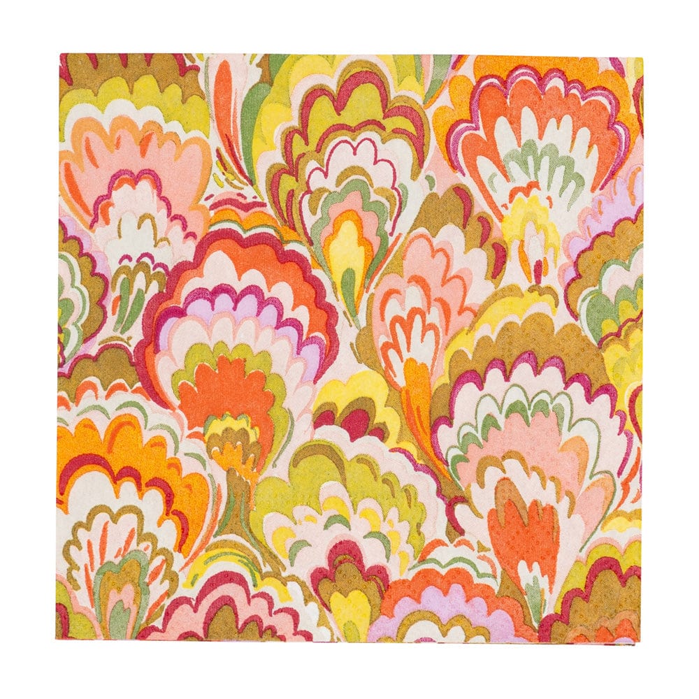 Cocktail Napkin - Marbled Ceramica Rspbrry/Chartreuse