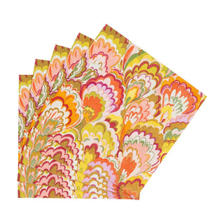 Cocktail Napkin - Marbled Ceramica Rspbrry/Chartreuse Caspari