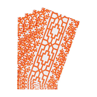 Guest Towel Napkin - Coral And Trellis Coral Caspari