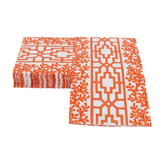 Guest Towel Napkin - Coral And Trellis Coral Caspari