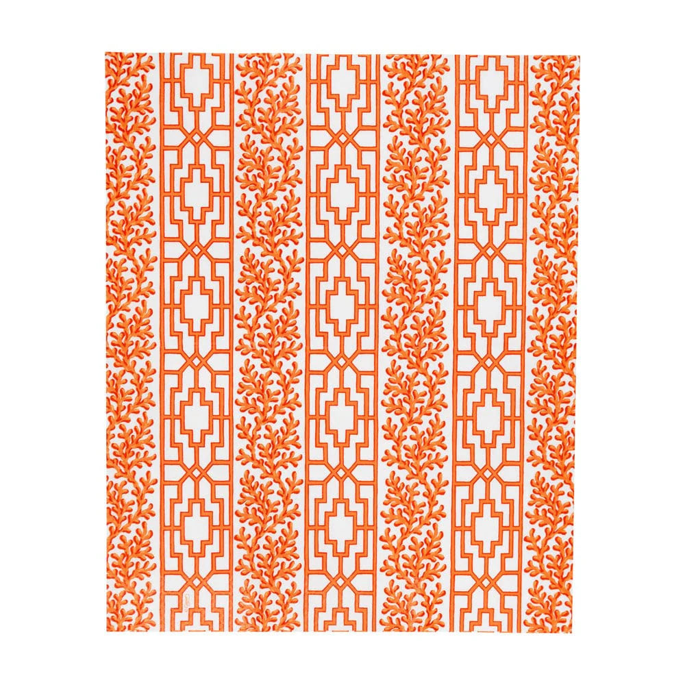 Guest Towel Napkin - Coral And Trellis Coral Caspari