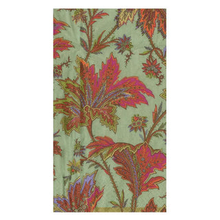 Guest towel napkin in sage green with bold paisley leaves pattern