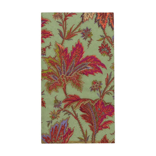 Guest towel napkin in sage green with bold paisley leaves pattern.