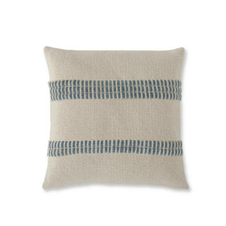 20 Inch Square Wool Blend Woven Pillow with Textured Design for Home Decor K&K Blue