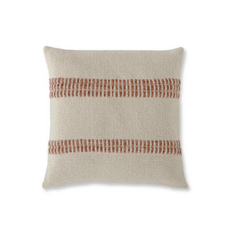 20 Inch Square Wool Blend Woven Pillow with Textured Design for Home Decor K&K Coral