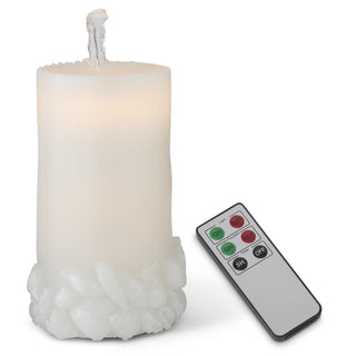 Water LED seashell-embossed pillar candle with remote control, white