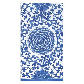 Guest towel Naokin, indigo garden blue/white, intricate floral pattern.
