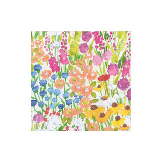 Cocktail napkin with Primavera floral pattern, bright multicolor blooms for festive gatherings and cheerful table decor.