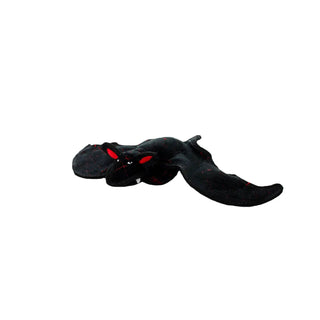 Tuffy Desert Bat dog toy, black fabric with red stitching, durable squeaky toy