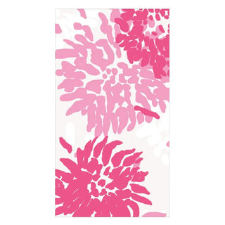 Guest Towel Naokin Chrysanthemum Raspberry, pink floral pattern on white fabric.