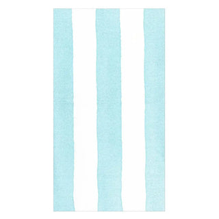 Naokin guest towel with aqua cafe stripe pattern on white paper-linen fabric