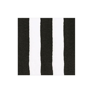 Cocktail napkin with black cafe stripe pattern on white paper linen