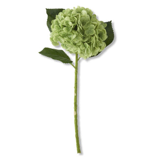 Real Touch Hydrangea Spray: green hydrangea bloom on a tall stem with leaves