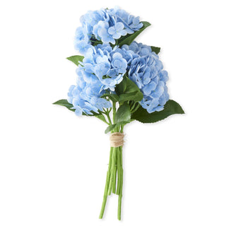 Hydrangea bouquet with light blue blooms, 6 stems bound with twine.