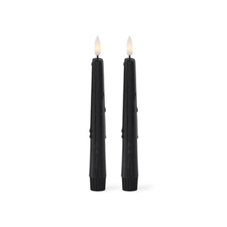 LED drip taper candles set of 2, 8-inch tall, black