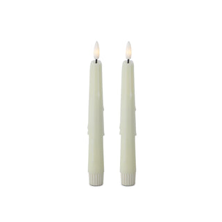 LED drip taper candles, set of 2 in cream, 8 inches tall