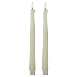 LED drip taper candles set of 2, 11.5 inches tall, cream color with flickering flames