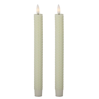 Honeycomb LED taper candles, set of 2, 9.75 inches tall, cream color