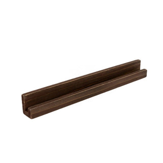 Espresso wood tile stand for LEDGIE letterboard, 12-inch; two-piece dark brown rails.