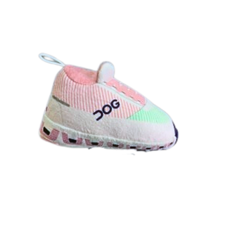 Dog Workout Shoe, pastel pink multicolor sneaker with back pull tab