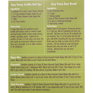 Vegetable Herb Dip Mix box in green packaging with recipe panels; dips & spreads.
