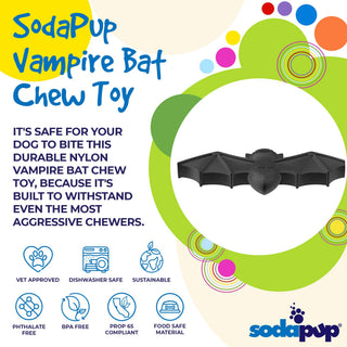 Halloween Bat Nylon Chew Toy for Dogs – Black, durable