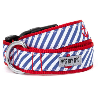 Navy Stripe Anchors Collar Dapper The Worthy Dog Navy X Small