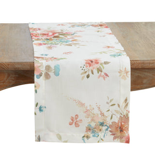 Hemstitch Floral Table Runner Saro Lifestyle