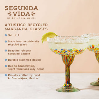 Artistico Recycled Glass Margarita Glasses - Set of 2 Twine