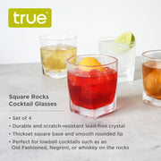 Square Crystal Lowball Cocktail Tumblers - Set of 4 TRUE