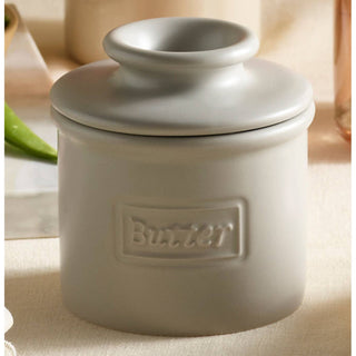 Butter Bell Crock in cafe matte stone ceramic with embossed Butter Bell logo