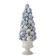Blue and White Floral Fabric Egg Topiary  K&K   