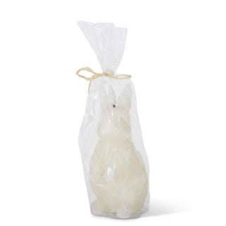 White LED bunny candle with timer, wrapped in a clear cellophane bag