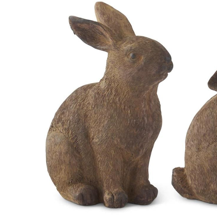 Textured Brown Resin Rabbits – Opal and Olive