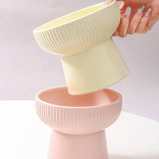 Striped Elevated Ceramic Pet Bowl for Cats & Dogs_CWMM5948 Toby Supply