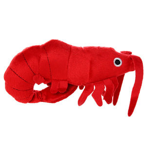 Mighty Jr Ocean Prawn plush squeaky dog toy, bright red