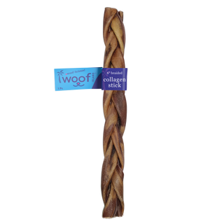6-inch braided collagen dog treat, grass-fed beef