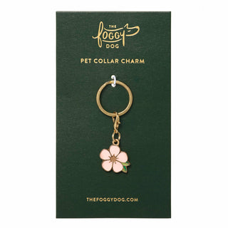 Sakura Blossom Collar Charm on a gold ring with pink enamel flower pendant