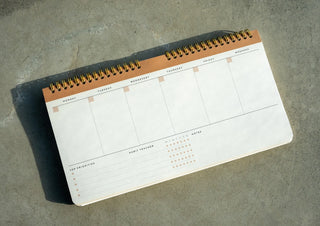 White Crinkle Weekly Planner Desk Pad Denik