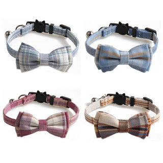 Mokka - British Plaid Bowtie Cat Collar Cheerhunting