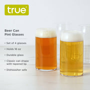 Glass Beer Can Shaped Pint Glasses - Set of 4 TRUE