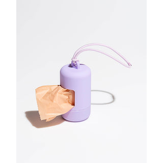 Poop Bag Carrier Dispenser, Dapper lavender plastic with strap for dogs