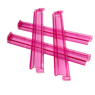 Mahjong rack and pusher set of 4, pink translucent plastic