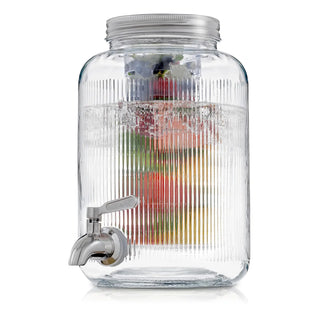 Fluted 1-Gallon Glass Drink Dispenser  JoyJolt   