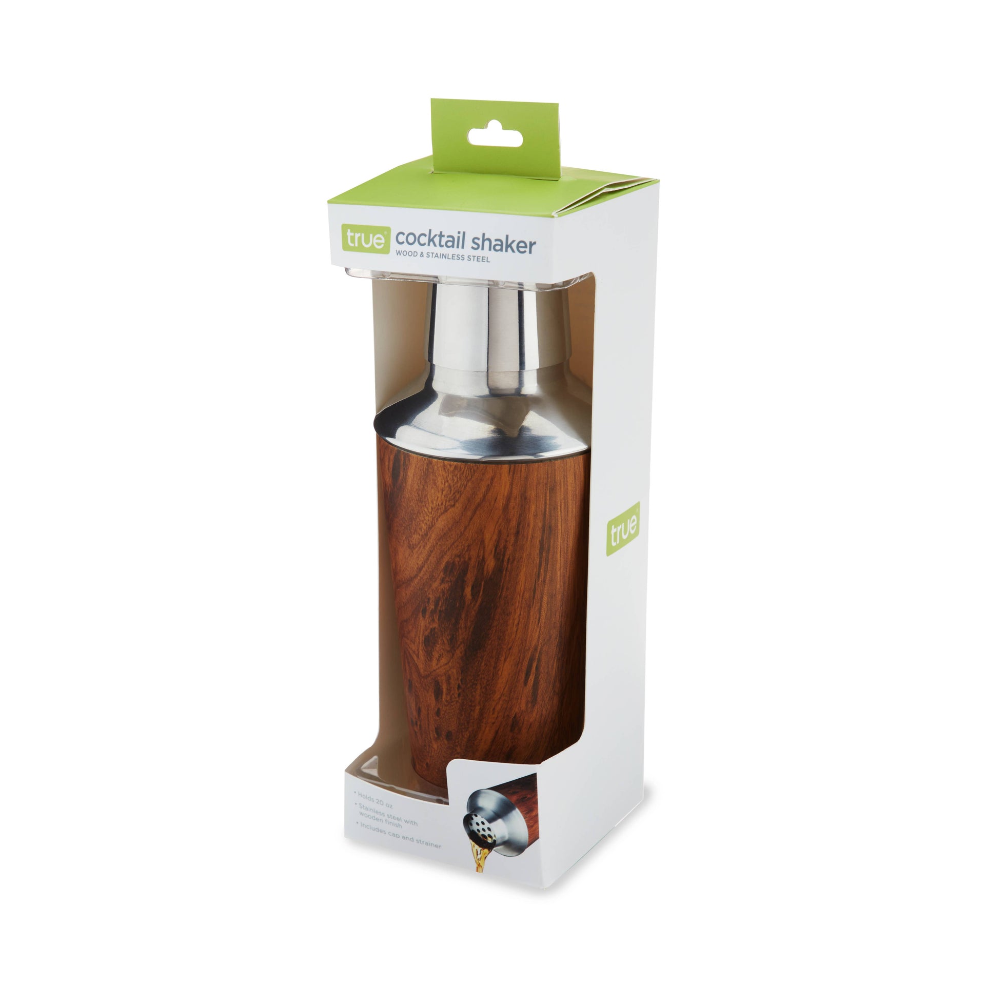 Wood Grain-Patterned Stainless Steel Cocktail Shaker - 20 oz TRUE