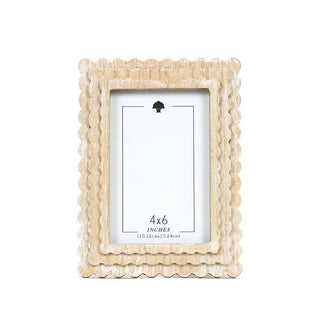 Wood scallop photo frame for 4x6 photos, natural wood finish.