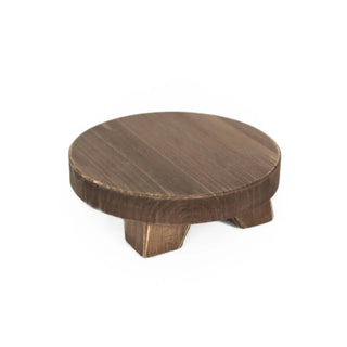 Round espresso wood riser, 6x6x2, compact display pedestal