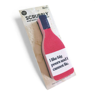 Scrubbly Sponge on display card, pink and blue two-tone scrubber with beige packaging