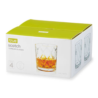 Diamond-Faceted Crystal Whiskey Glasses - Set of 4 TRUE