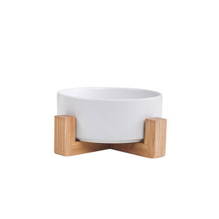 Raised Ceramic Pet Bowl Set with Wooden Stand_CWMM5939 Toby Supply